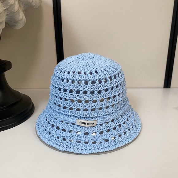 Miu Miu Accessories - Miu Miu Baby Blue Crochet Bucket Hat - Kids